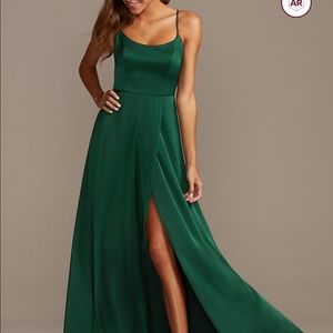 Davids Bridal, Satin Bridesmaid Dress, Juniper, Size 8